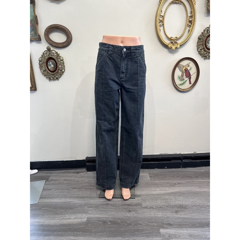 Elsa Faded Black Seamed Wide Leg Jeans Size XS
